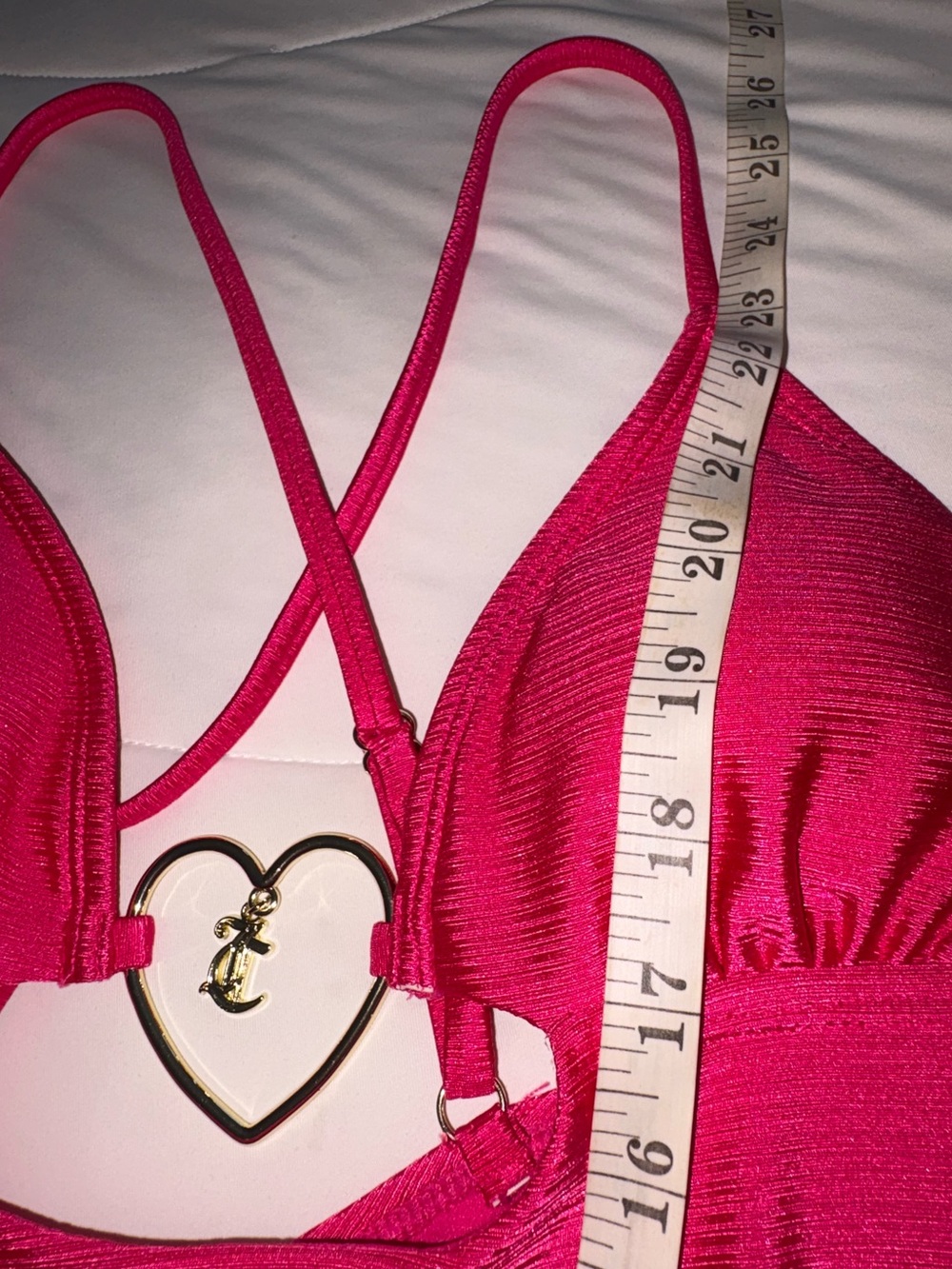 Juicy Couture Hot Pink/Fuchsia with JC shiny heart detail Swimsuit, M, NWT - Picture 7 of 16